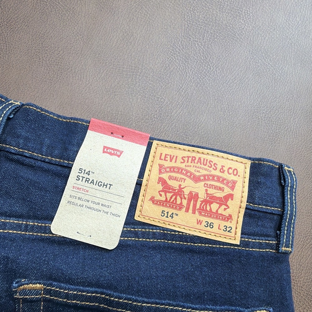 Levi's 514 Straight Jeans Men's 36x32 Medium Wash Cotton Denim Classic New!!